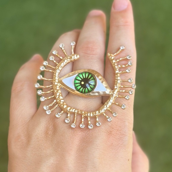 Anthropologie Jewelry - Evil Eye Ring with green eye Surrealism